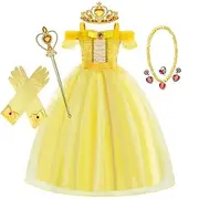 Sleeping Beauty Beauty and the Beast Fairytale Princess Belle Flower Girl Dress Theme Party Costume Tulle Dresses Girls' Movie Cosplay Halloween Yellow With Ac
