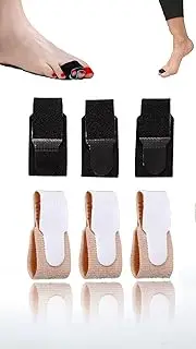 Honwor Broken Toe Wraps 6 PCS of Toe Bandages Protectors Hammer Toe Separator Splints Cushioned Corrector Corrector for Overlapping Toes for Broken Toe Hammer Toe Bent Toes(3Skin&3Black)