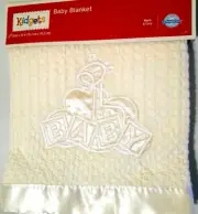 Kidgets yellow Baby Blanket Giraffe Blocks Cloud Waffle Weave Acrylic Satin New