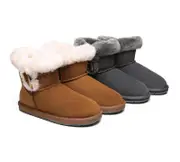 AUSTRALIAN SHEPHERD® UGG Boots Women Sheepskin Wool Horn Toggle Closure Mini Tiara - Chestnut / AU Ladies 5 / AU Men 3 / EU 36