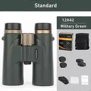 12x42 Binoculars Professional HD Telescope Powerful Long Range BAK4 Prism For Hunting Outdoor Camping ED Lens IPX7 Waterproof Green Standard