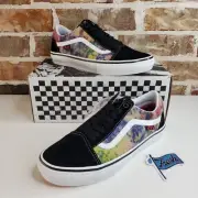 Vans Skate Old Skool Tie Dye Terry Black Suede Popcush Shoes Men Size 9.5 NIB