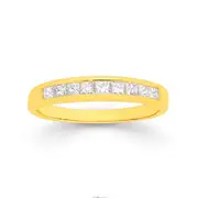 18ct Gold Diamond Princess Cut Band