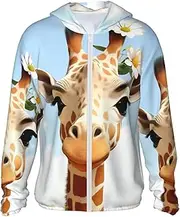 [LHBWCVN] UPF 50+ Light Jacket Full Zip Sun Protection Hoodie for Women Men Long Sleeve Giraffe Sun Shirts