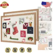 Stylish 2-Pack Linen Cork Board 18" x 24" with Wooden Frame - Carbonized Black