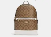 Coach Kenley Backpack with Dazzling White Trimmings In Signature Canvas