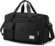 Sports Gym Bag Duffel Bag with Shoe Compartment Week Travel Bag for Women Black