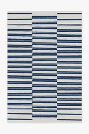 185' x 275' | Machine Washable Runner Rug | Kid & Pet Friendly | Indoor Rug | Offset Stripe Navy Outdoor Rug | Ruggable