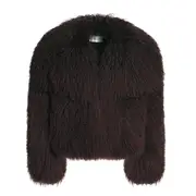 [Wanan Touch] Wanan Touch-Cappotto Loyenne marrone in Pelliccia di Agnello-Donna M