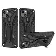 For iPhone 14 Case Armour Strong Shockproof Tough Cover with Kickstand Black