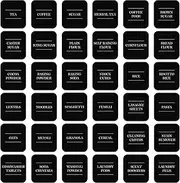 36x Storage Jar Labels - Black - Pre-Printed Sticky Adhesive Kitchen Pantry Glass Food Spice Jam Bottle Container Stickers - by Argon Tableware