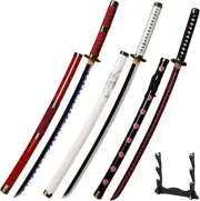 3pc Set Roronoa Zoro Swords With Display Stand Kitetsu Wado Ichimonji Shusui