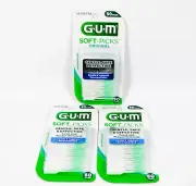 3 GUM-6323 Soft-Picks ORIGINAL 50 ct Comfort Flex Dental Pick Invigorating =150