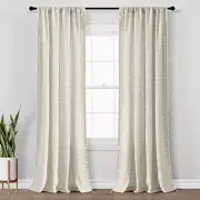Boho Coastal Horizontal Ticking Stripe Tassel 52"W x 84"L (Pack of 2) Neutral