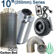 Hydroponics 10inch Ventilation kit with Fan Filter Ducting Silencer & Controller