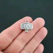 BULK 40 Basketball Hoop Charms Antique Silver Tone - SC4167