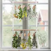 Herb Drying Rack 47.2'' Long 2 Tiers Flower Drying Rack 25Pcs Tags and Natural Jute Twine Roll Herb Dryer Hanging Rack Rustic Style Macrame Herb Drying Rack, Herb Drying Rack Hanging, Herb Drying Ra