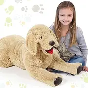 Dog Stuffed Animals Fluffy Labrador Stuffed Dog Hugging Toy Big Cuddly Plush Body Pillow for Kids Boys Girls Birthday Party Thanksgiving Xmas Gifts, Gold (100 cm/ 39.4 inch)