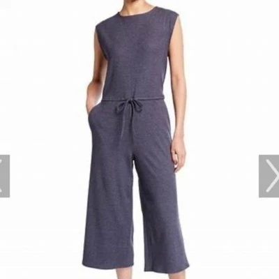 Eileen Fisher Gray Ribbed Cropped Jumpsuit - Size Large - NWT