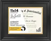 Americanflat Ornate 11x14 Diploma Frame in Black - Certificate Frame with Black and Gold Mat Displays 8.5x11 Diplomas or Use as 11x14 Frame Without Mat - Antique Decor Vintage Picture Frame