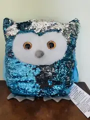 OWL Pillow Flip Reversible Sequins Plush Animal Owl By Comfort Bay 12.6X 13.3