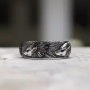Handmade 925 Sterling Silver Wolf Heads Ring - Native American Inspired