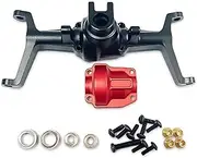 1/10 Front and Rear Axle Set for Hobby&Plus 1/18 CR18P Ro&ck Van 1/18 RC Upgrade Parts Aluminum Alloy Fr&on&t Rear Axle Housing Aluminum Front & Rear Portal Axles(Front Black)