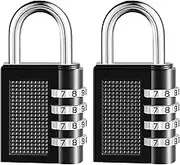 Nayubo 2 Pack Combination Lock, 4 Digit Padlock with Code Waterproof Outdoor Combination Lock for Gym Sports Locker, Fence Gate, Toolbox, Case, Hasp Cabinet Storage (Black)