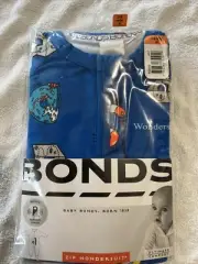 Bonds Baby Blue Fishing Print Zip Wondersuit Size 00 Brand New In Packet