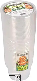 Durafresh Plastic Round Container with Lid 25-Pieces Set, 600 ml Capacity