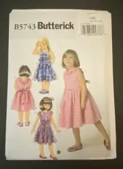 NEW! Butterick Pattern B5743 Girls Summer Dress 3 Variations Sizes 2-5 Uncut FF