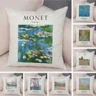 Nordic Style Claude Monet Pillow Abstract Impressionist Abstract Cushion Cover
