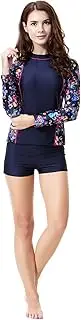 [WOWDECOR] Modest 2 Pieces Swimsuits for Women Girls, Muslim Long Sleeve Shorts Surfing Swimming Set