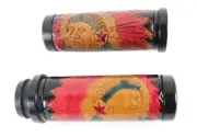 INDIAN HEAD GRIPS BLK FOR 1" TBW THROTTLE BY WIRE HARLEY 2008-UP FLT 16-UP FLST
