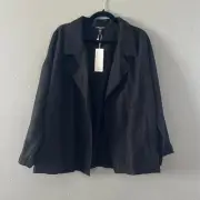 Eileen Fisher Linen Black Double-Breasted Blazer Jacket 3X NWT