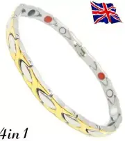TITANIUM steel + Anion + FIR +Germanium +Magnetic 4in1 Bracelet Bio Energy