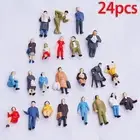 24Pcs Mixed Model People Figure Train Railway Building Scenery Scale 1:87