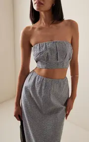 [Posse] Mira Gingham Cotton Crop Top