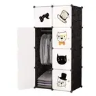 SOGA 8 Cubes Black Portable Wardrobe Divide-Grid Modular Storage Organiser Folda