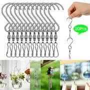 20pcs Swivel S Hooks Clips Hanging Wind Spinners Chimes Crystal Twister Rotating