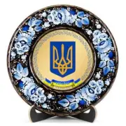 Plate with Petrikovsky painting "Ukraine" (d-29 cm)