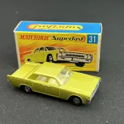 Vintage Matchbox Superfast Lesney #31 Green Lincoln Continental Die Cast MINT