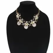 Crystal Bib Necklace Goldtone Open Link Chain Statement Choker Jewelry New