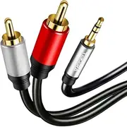 3.5mm to RCA Audio Cable, Aux Adapter HiFi Sound Headphone Jack Adapter Metal Shell Y Splitter Auxiliary Cord 1/8 Connector for Phone Speaker MP3 Tablet HDTV (1m)