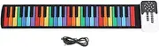 49 Keys Roll Up Keyboard Piano, Portable Piano with Colorful Keys, Built-in Speaker, 8 Tones, 6 Educational Demo Songs, Rechargeable Electric Piano Keyboard for Kids