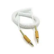 3.5mm Replacement Audio AUX Cable Coiled Cord for Marshall Woburn Kilburn II Speaker Male to Male Jack - White