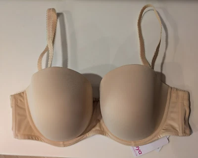 FREYA Deco Convertible Strapless or Straps Underwire Bra- Nude- 34H -New w/Tags