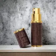Brown & Gold Crocodile Look Travel Atomiser 10ml Gift Boxed with funnel