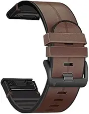 Fleshy Leaf 26mm Band Compatible for Garmin Fenix 7X / Fenix 6X / Fenix 5X Watch Band, Quick Easy Fit 26mm Soft Genuine Leather Hybrid Silicone Sweatproof Wristband Strap for Fenix 5X Plus,Tactix Delta,Fenix 3,Enduro