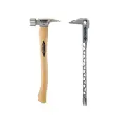 Stiletto Claw Hammers 18" Titanium Smooth Face Hammer Curved Hickory Handle